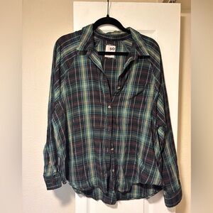SO Women’s Green Multicolor Plaid Shirt